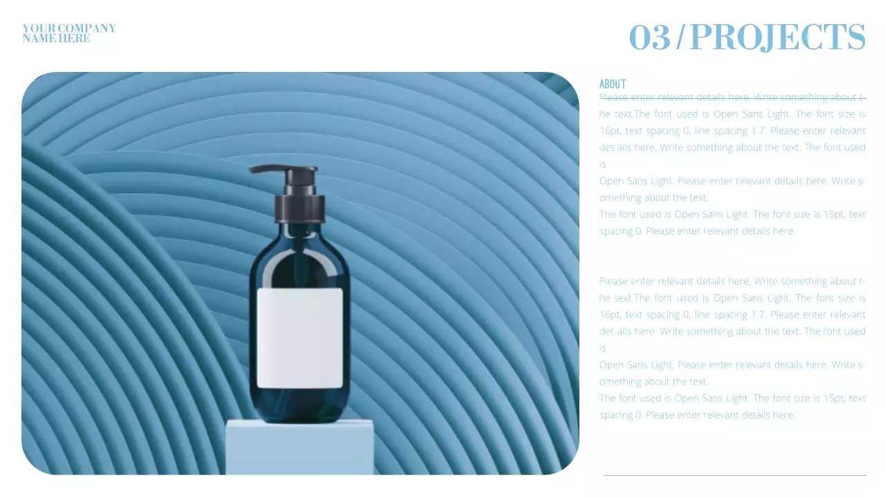 화이트와 하늘색의 모션효과가 들어간 심플 깔끔한 비즈니스 브랜드 소개