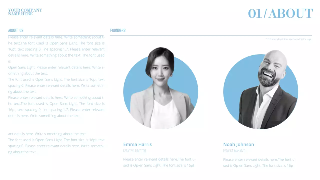 화이트와 하늘색의 모션효과가 들어간 심플 깔끔한 비즈니스 브랜드 소개