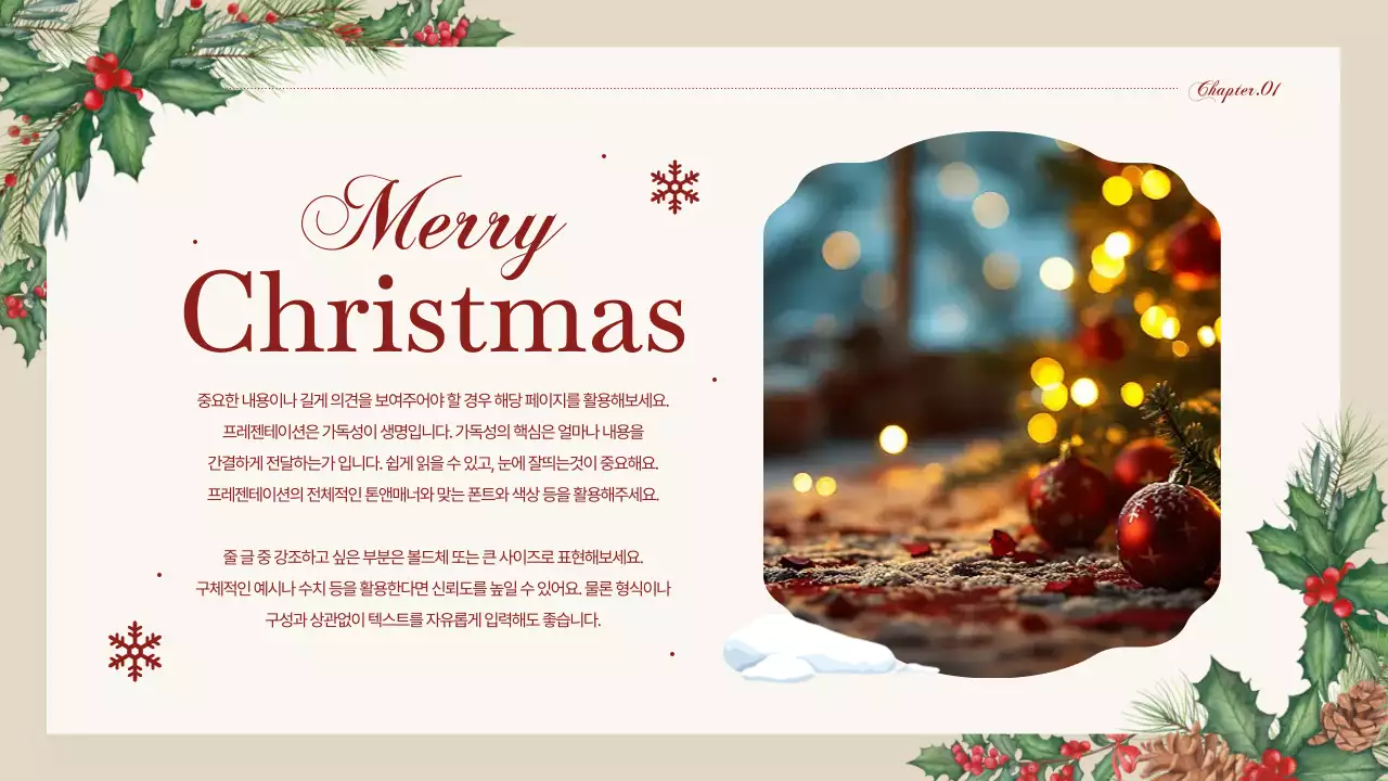 베이지색의 고급스러운 크리스마스 안내서