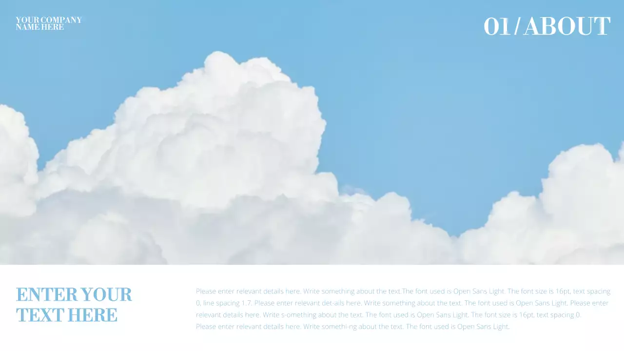 화이트와 하늘색의 모션효과가 들어간 심플 깔끔한 비즈니스 브랜드 소개