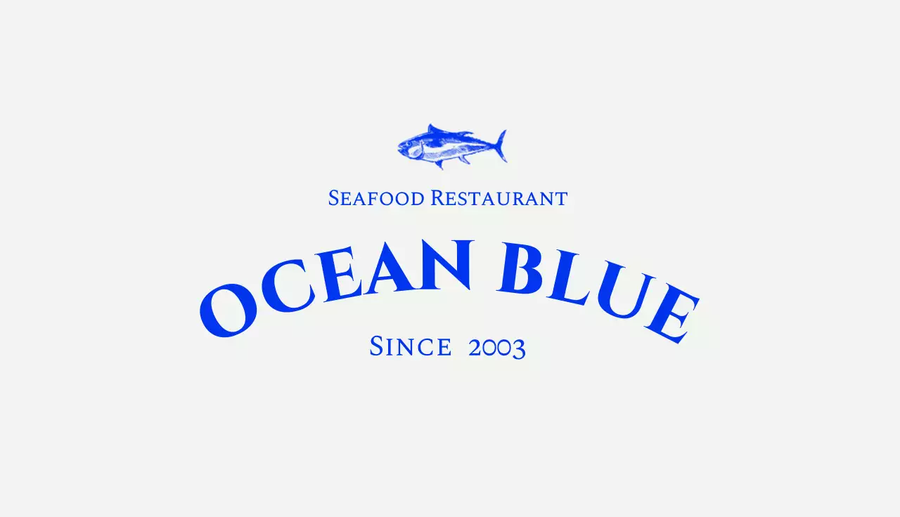 파랑색 포인트 컬러가 쓰인 해산물 씨푸드 레스토랑 쿠폰 명함