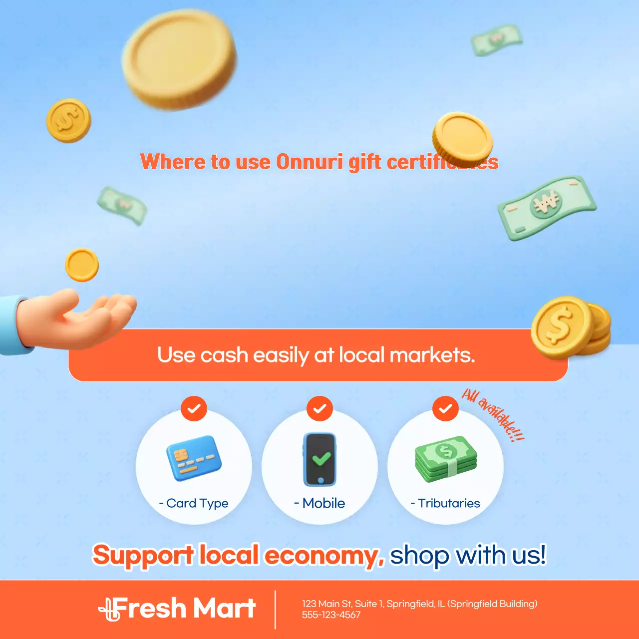 Sky blue clean traditional market promotion