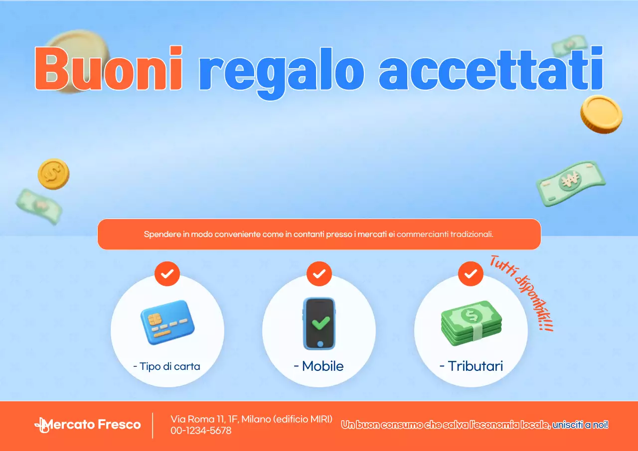 Promozione del mercato tradizionale pulito azzurro cielo