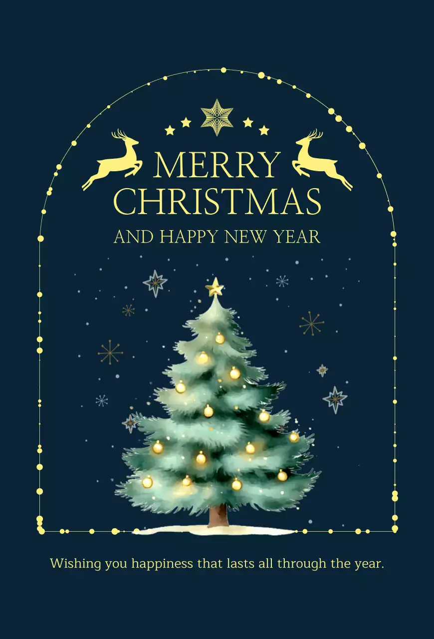 Navy Blue Classic Christmas Card