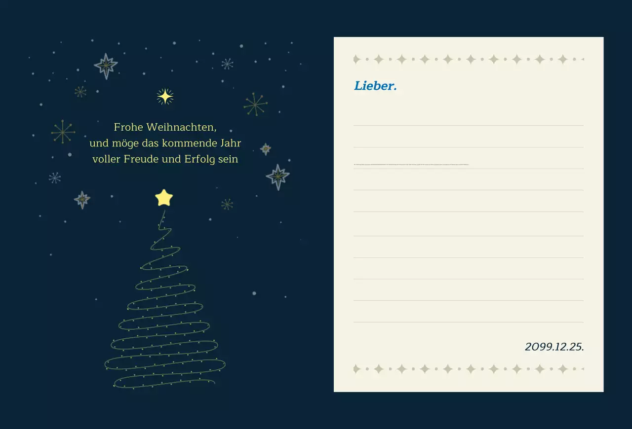 Klassische Weihnachtskarte in Marineblau