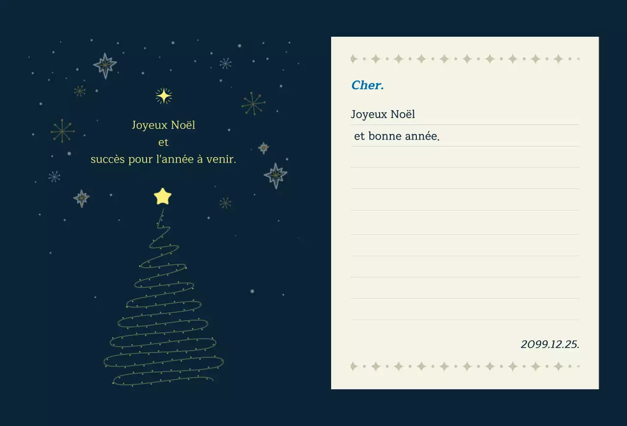 Carte de Noël classique bleu marine