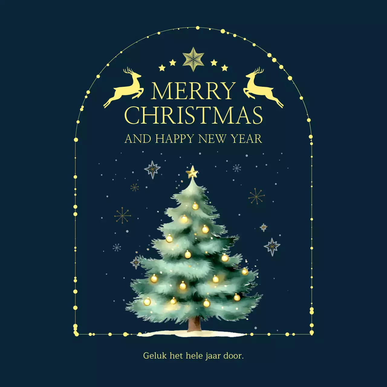 Marineblauwe klassieke kerstkaart