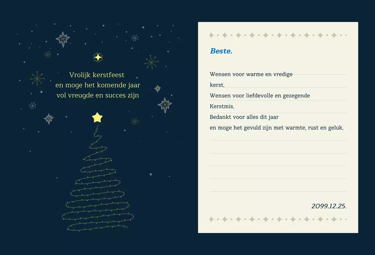 Marineblauwe klassieke kerstkaart