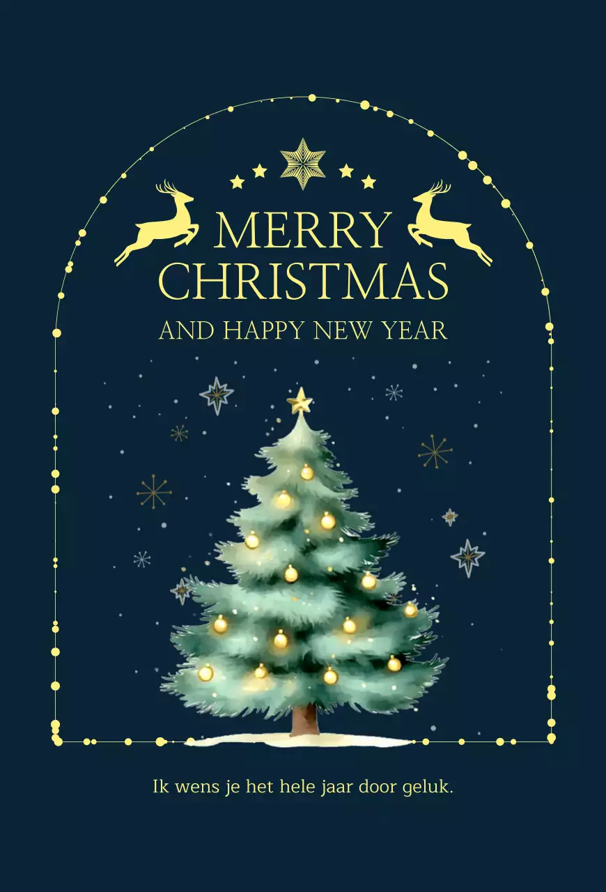 Marineblauwe klassieke kerstkaart