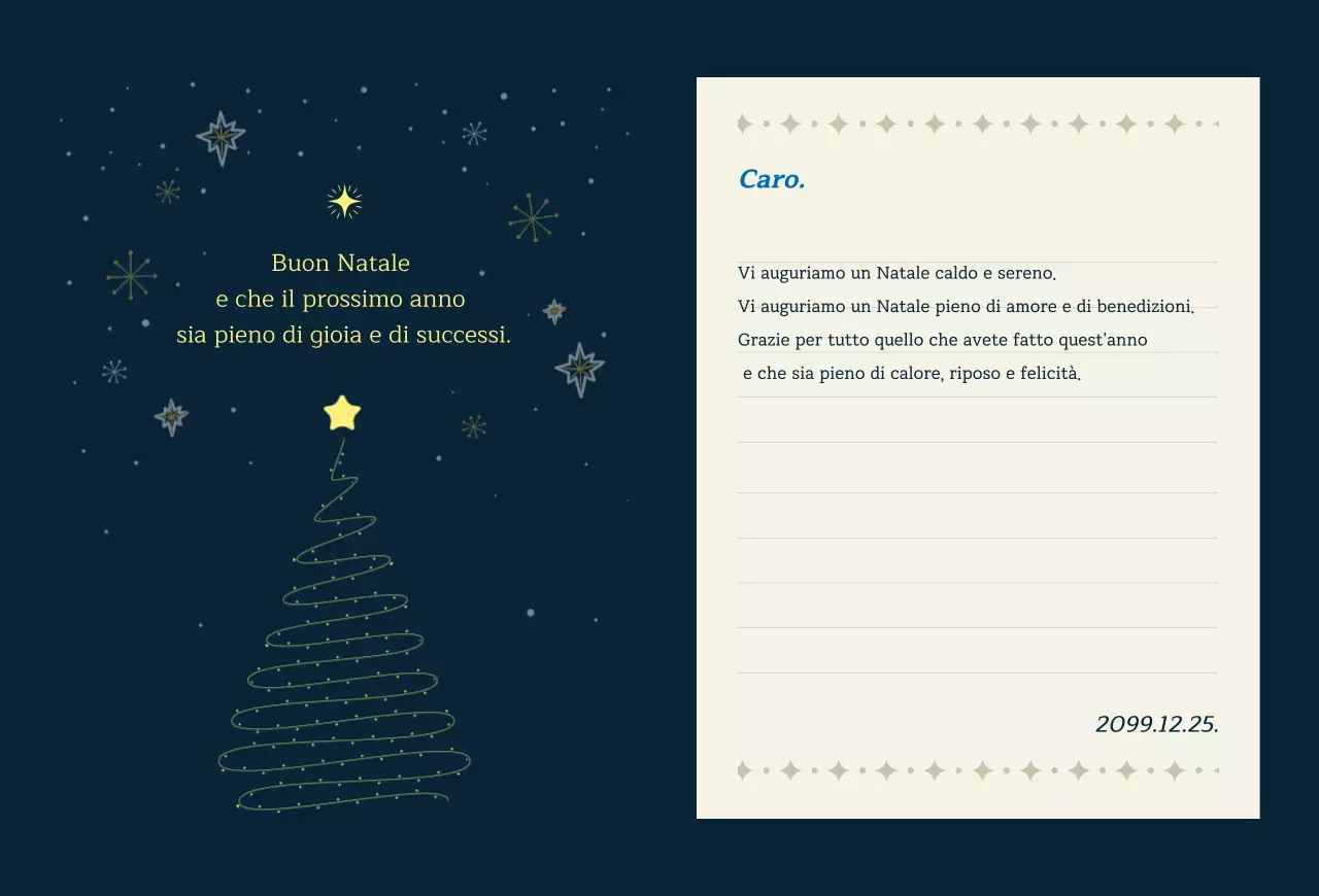 Biglietto di Natale classico blu navy