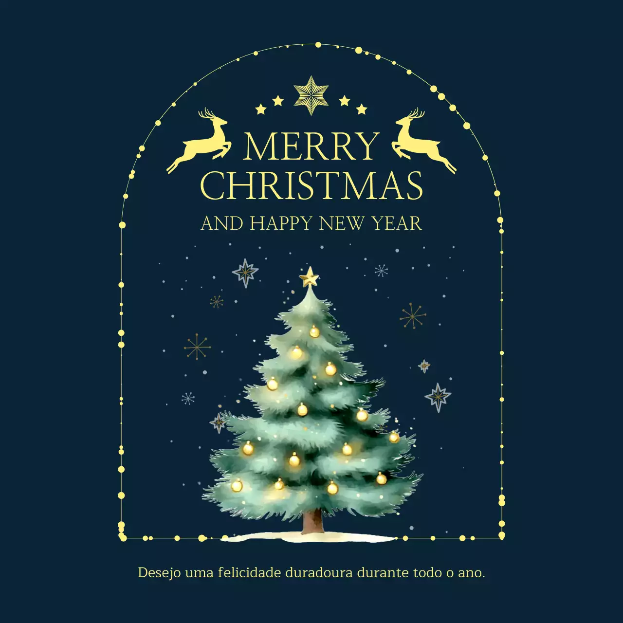 Cartão de Natal clássico azul marinho