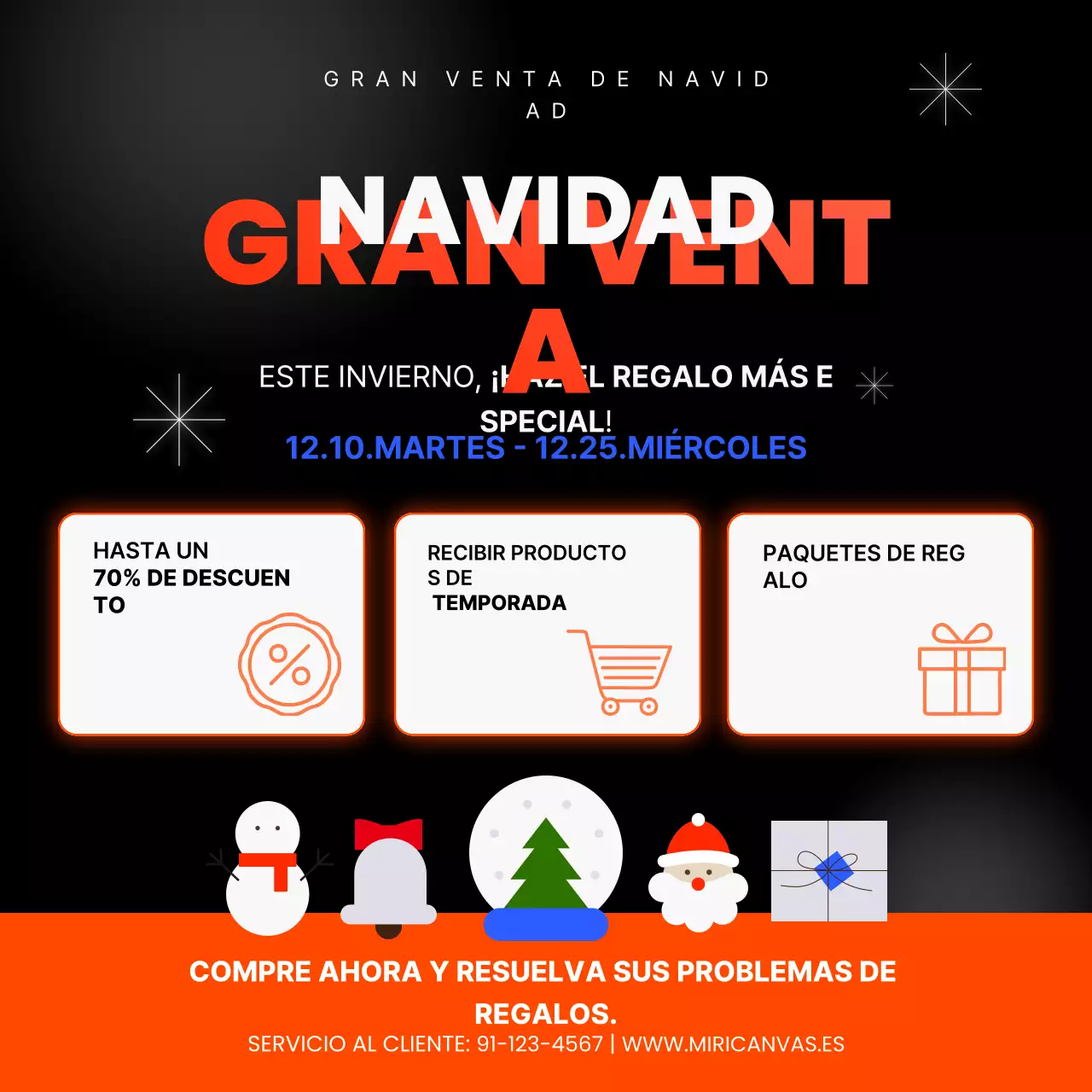 Rebajas navideñas modernas en negro