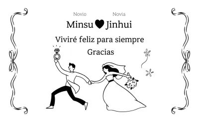 Invitación de boda sencilla en blanco y negro