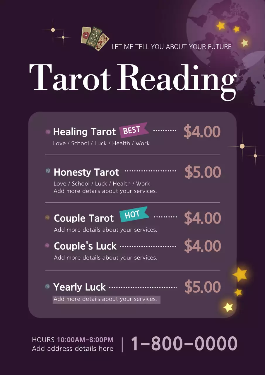 Purple Aesthetic Tarot Promotion Poster