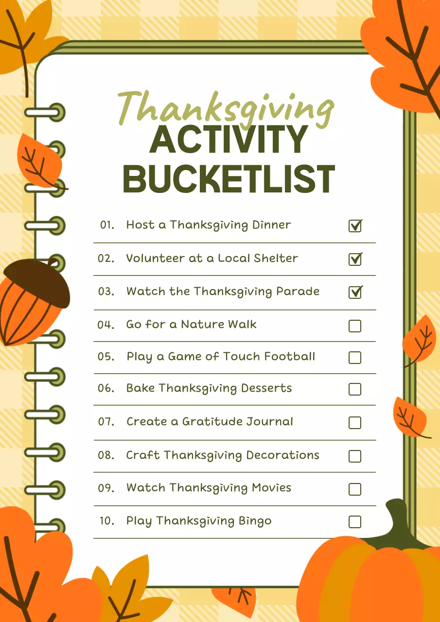 Orange Retro Thanksgiving Checklist Poster