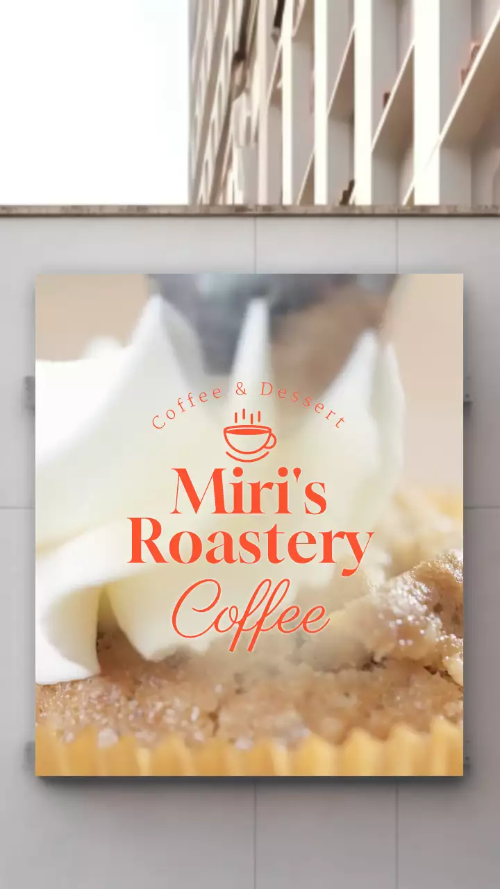 흰색 갈색 주황색 강조의 클래식 카페 오픈 홍보용 포스터