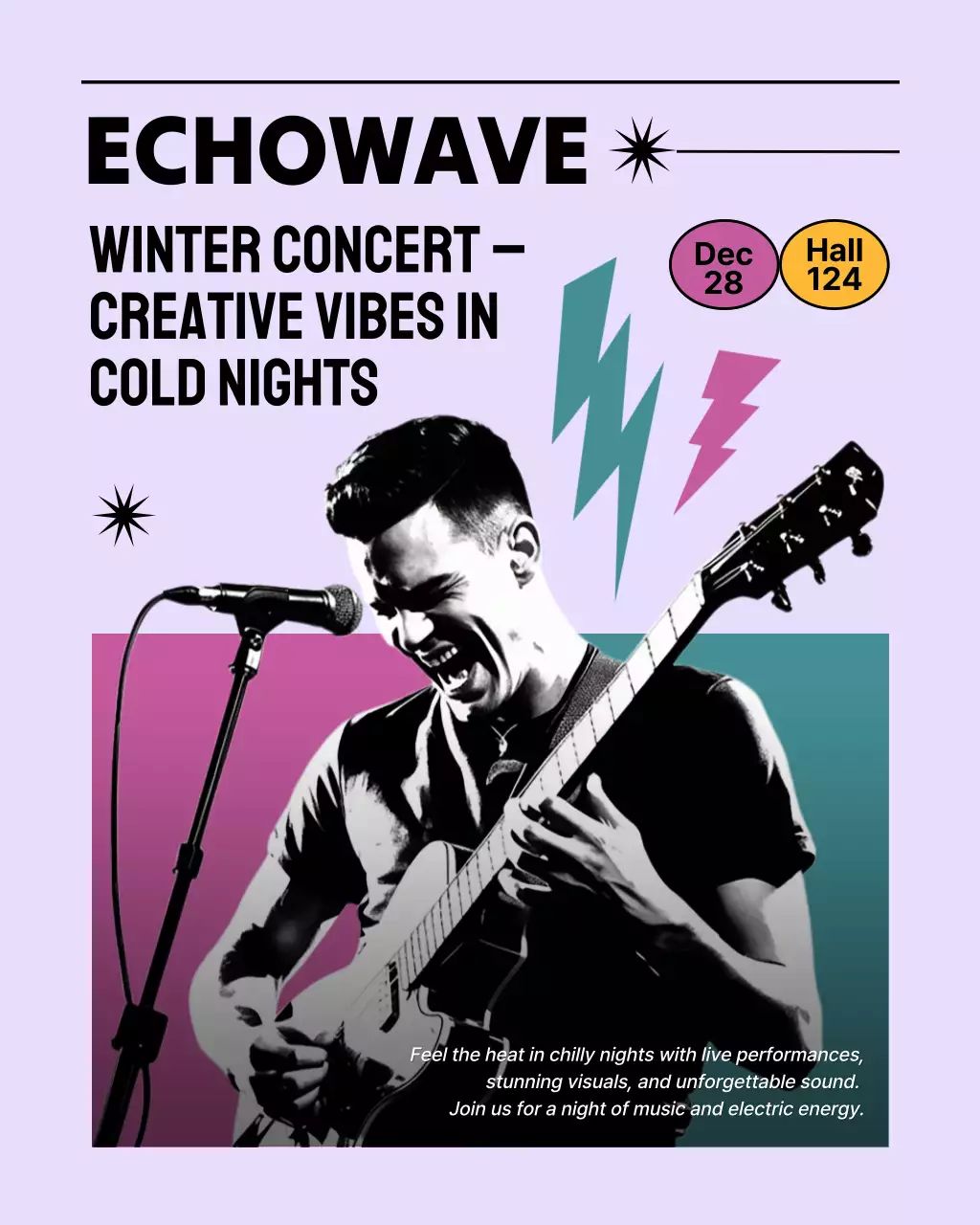 Purple Retro Concert Advertisement Instagram Post