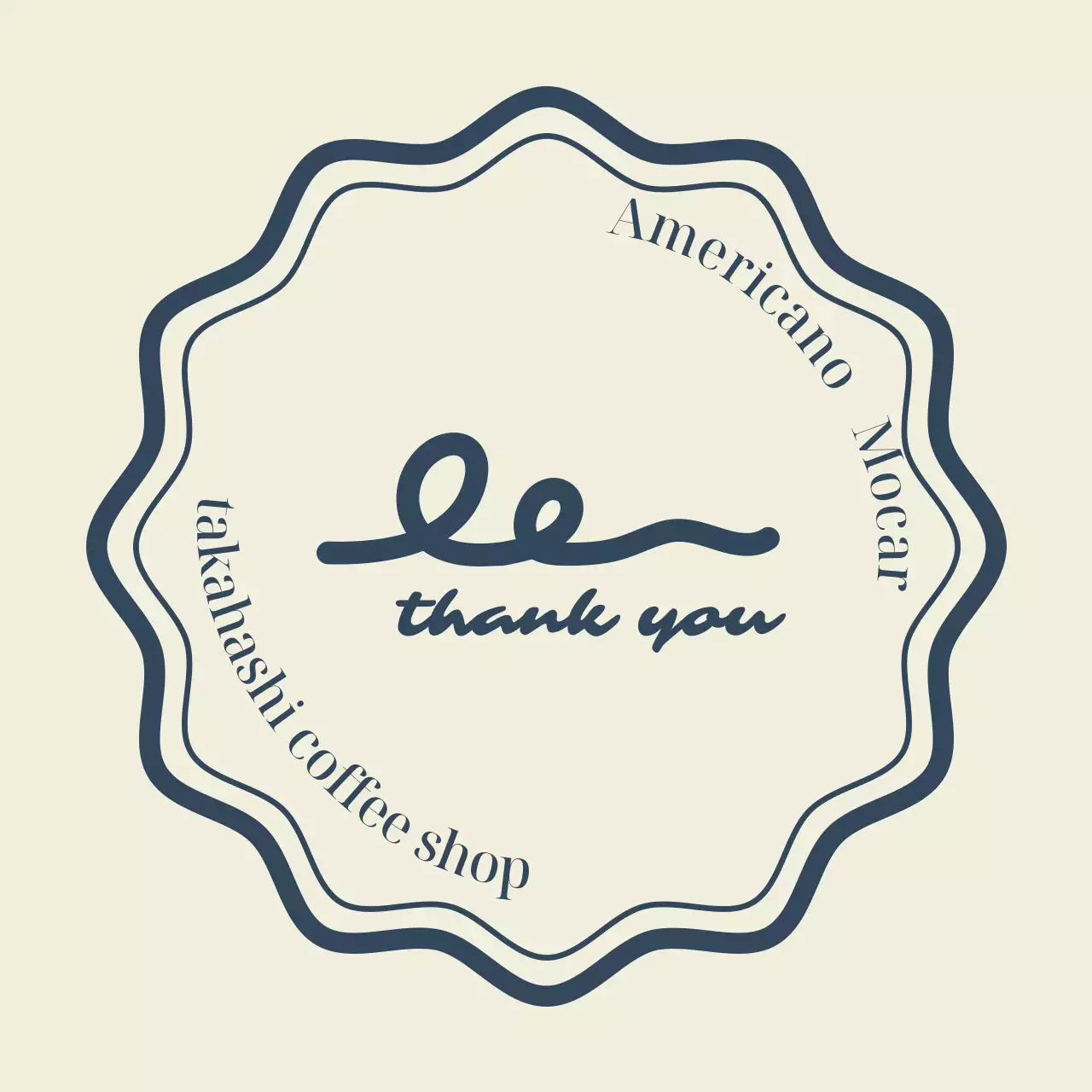 ベージュ シンプル コーヒー ロゴ イラストテキスト