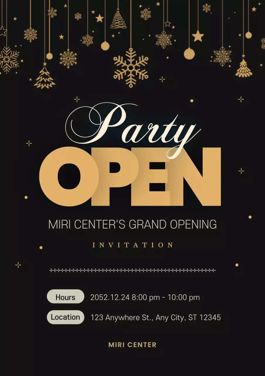 검은색 우아한 파티 초대장 포스터