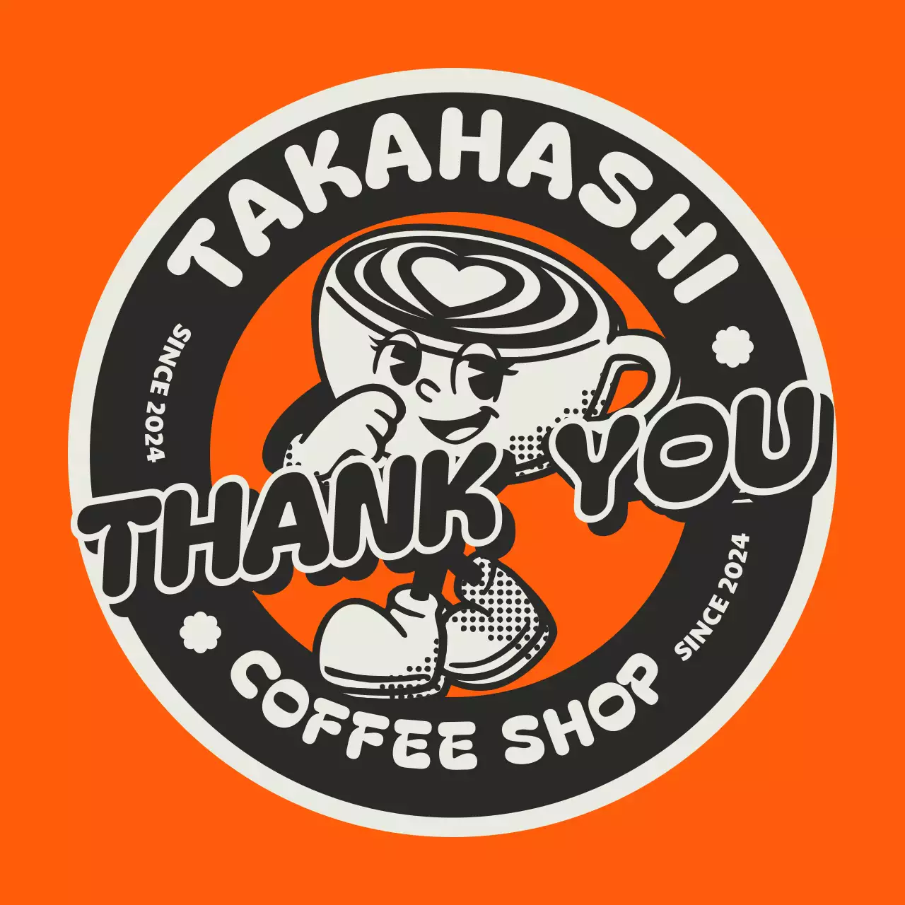 オレンジ ポップ コーヒーショップ ラベル キャラクター