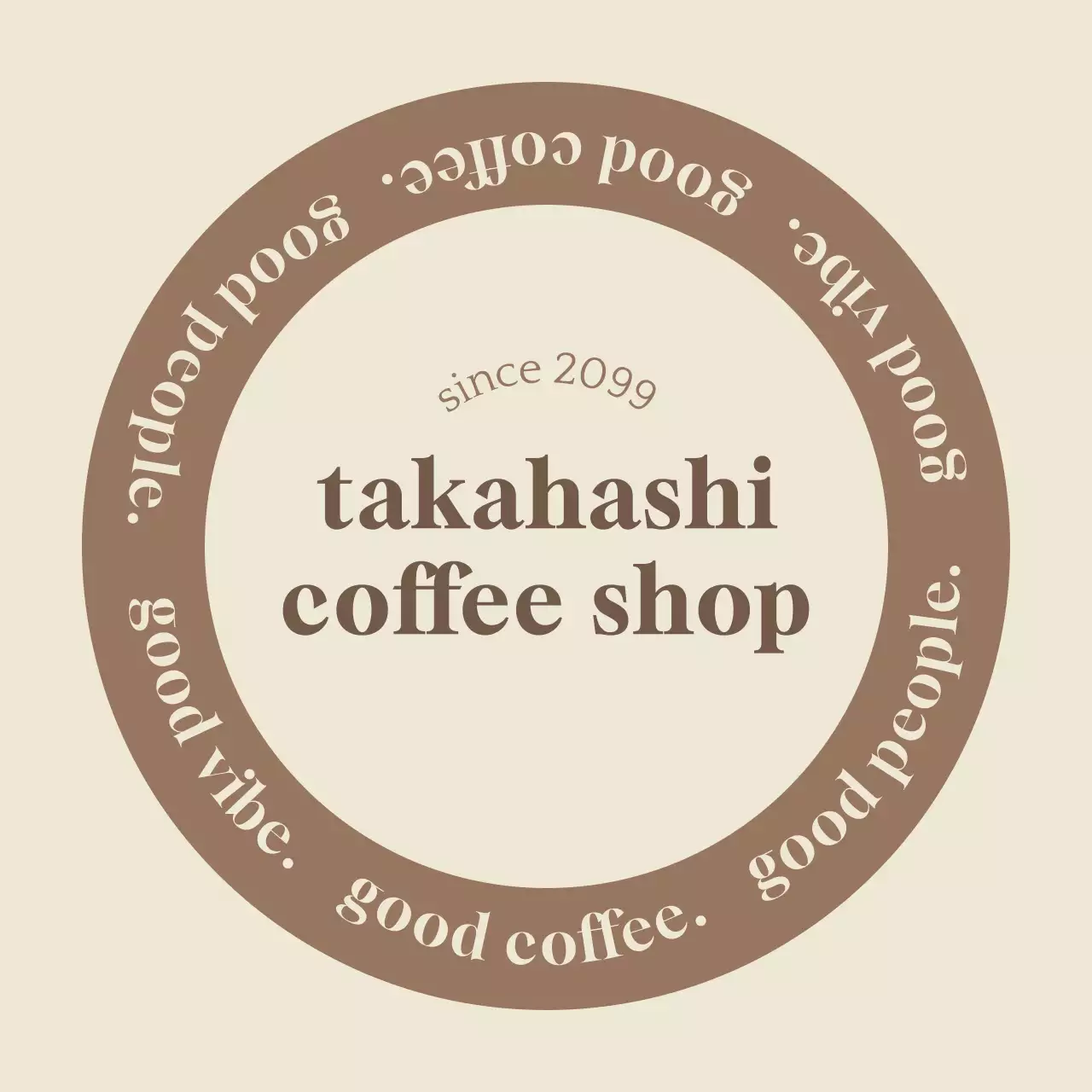 アイボリー シンプル コーヒー ロゴ テキスト