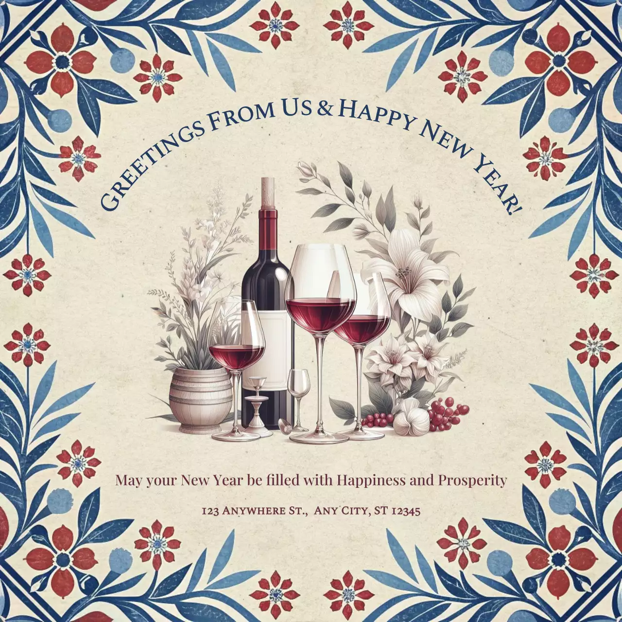 Red Vintage New Year's Card Social Media Post
