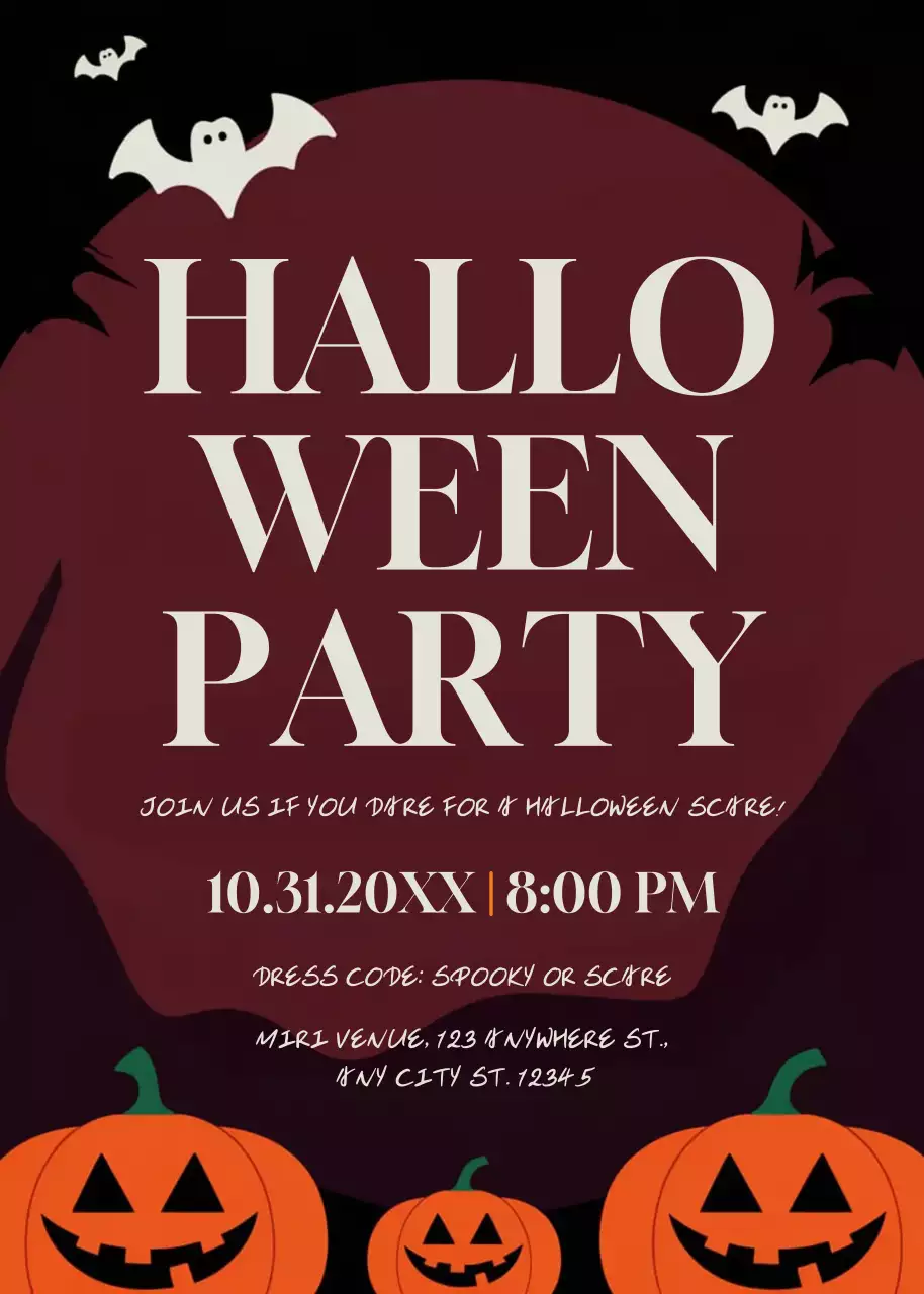 Black red orange Halloween party invitation