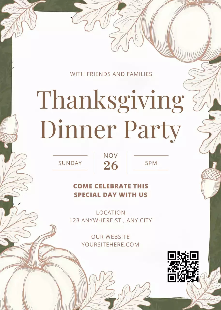 Beige Traditional Thanksgiving Invitation Poster