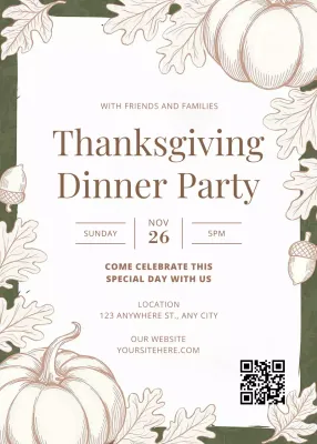 Beige Traditional Thanksgiving Invitation Poster