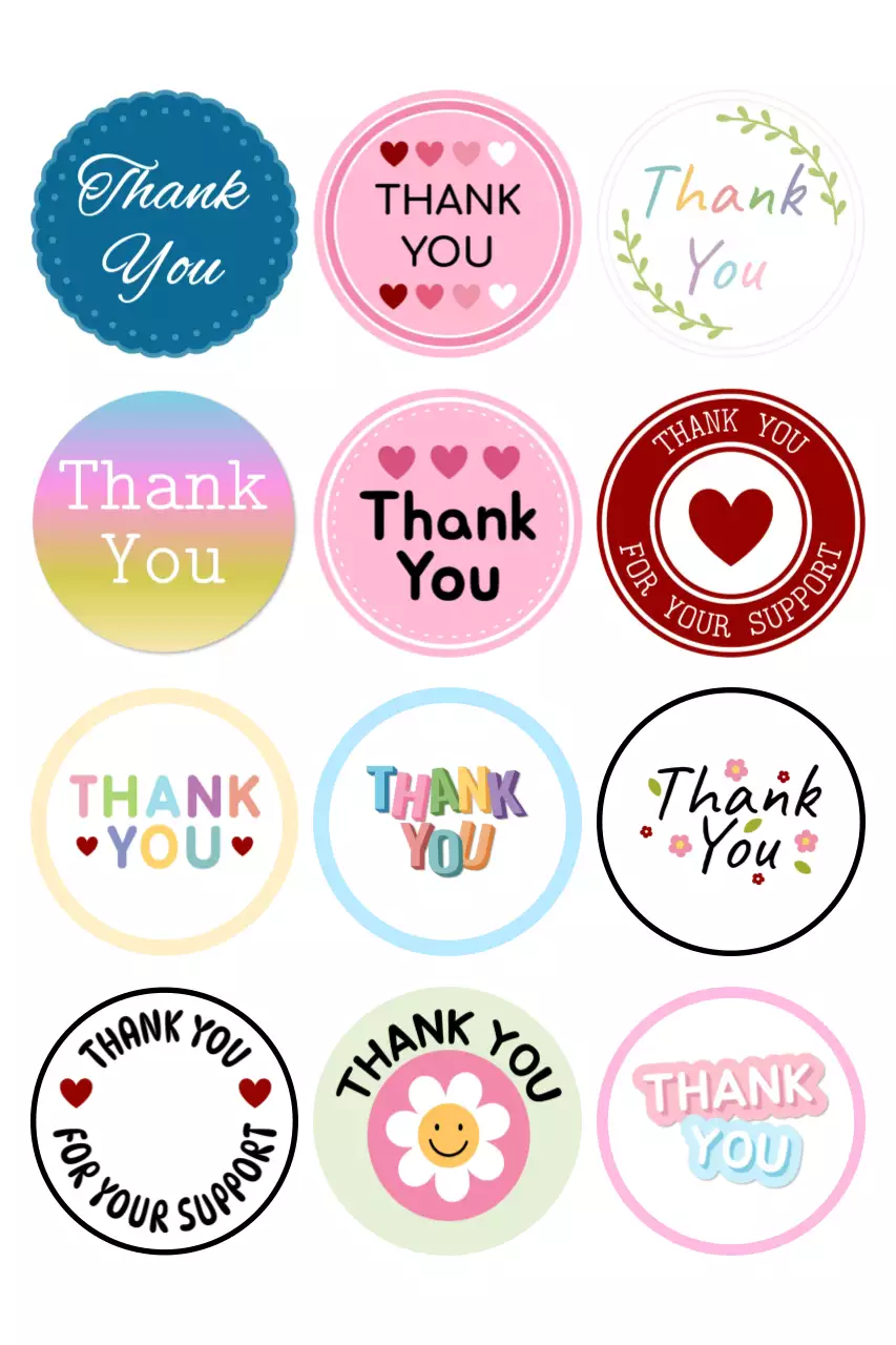 다채로운 창의적인 감사 스티커