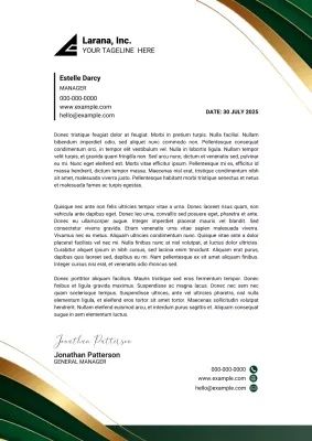 Green and Gold Professional Business Letterhead Document