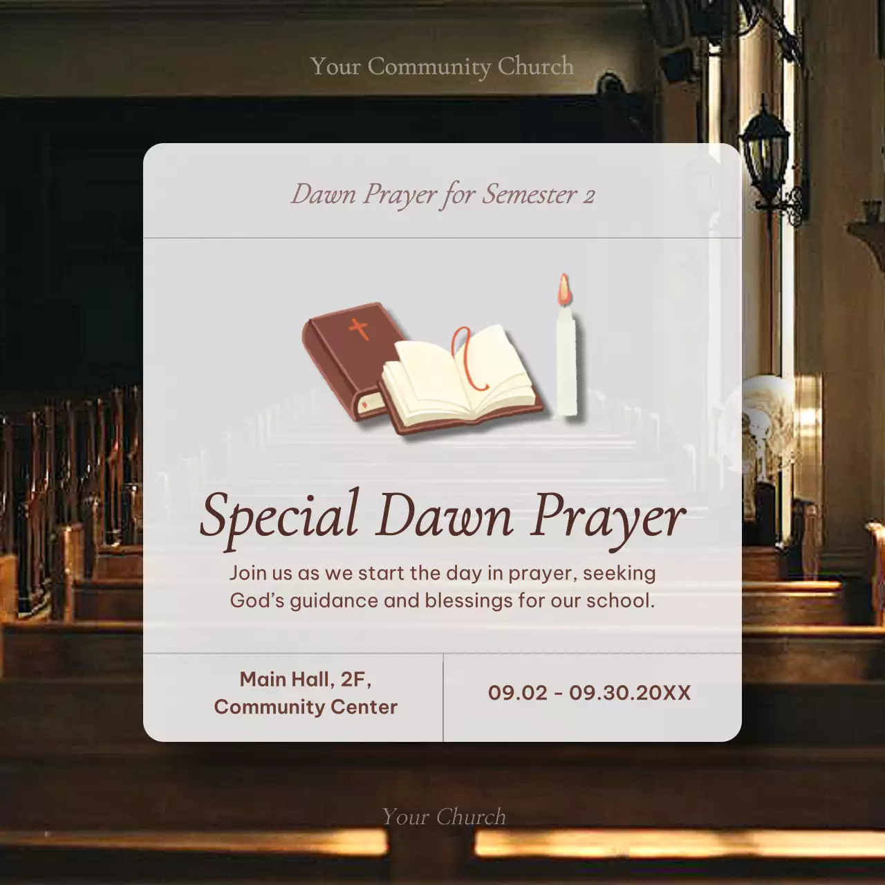 Brown Traditional Prayer Announcement Social Media Post