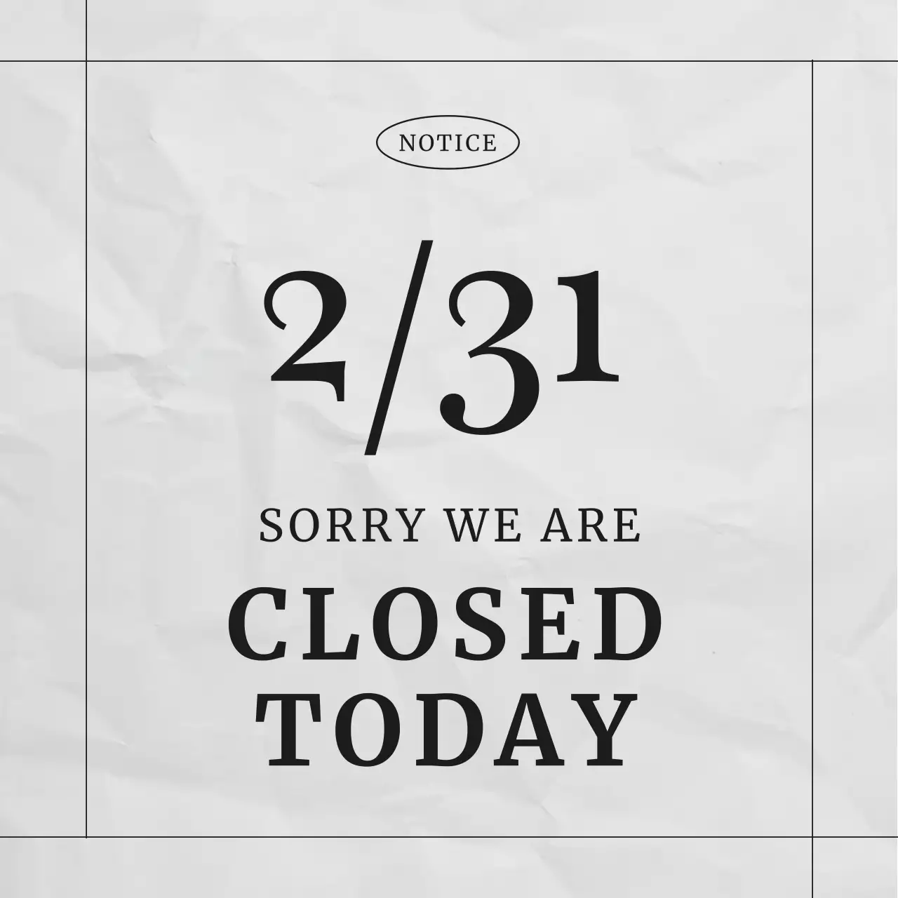 White Minimal Closed Notice Social Media Post