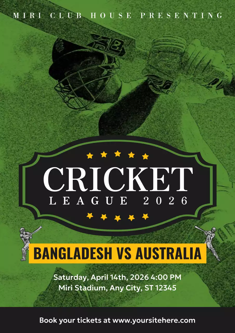 Green Vintage Cricket Event Poster