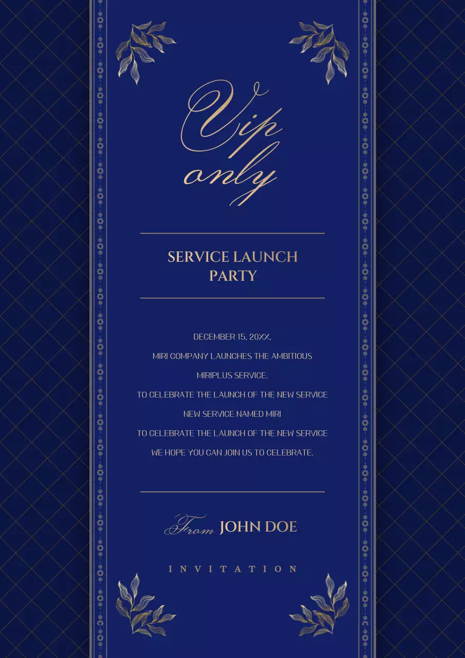 Navy Elegant Service Invitation Poster
