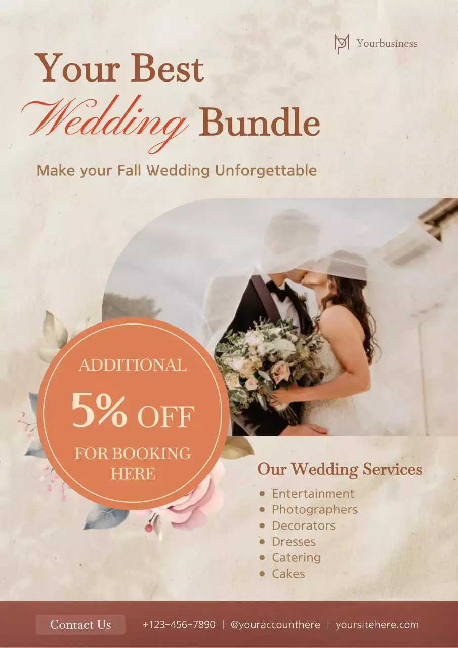 Beige Elegant Wedding Promotion Poster