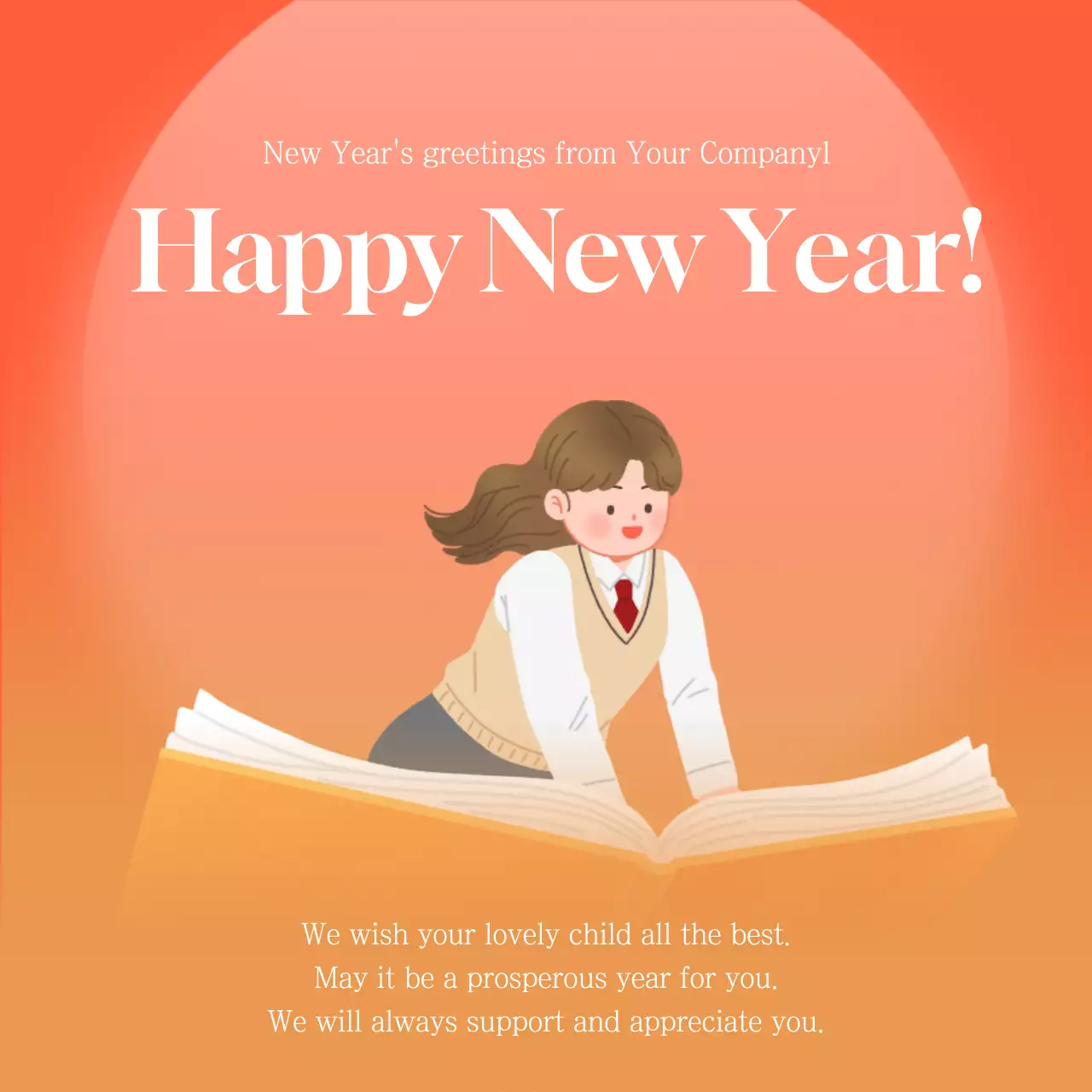 Orange Simple New Year's Card Social Media Post