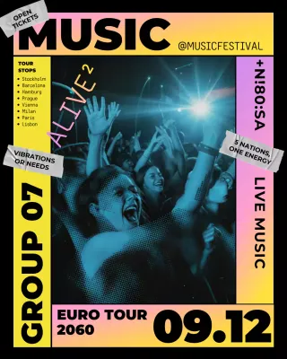 Yellow Retro Music Announcement Instagram Post