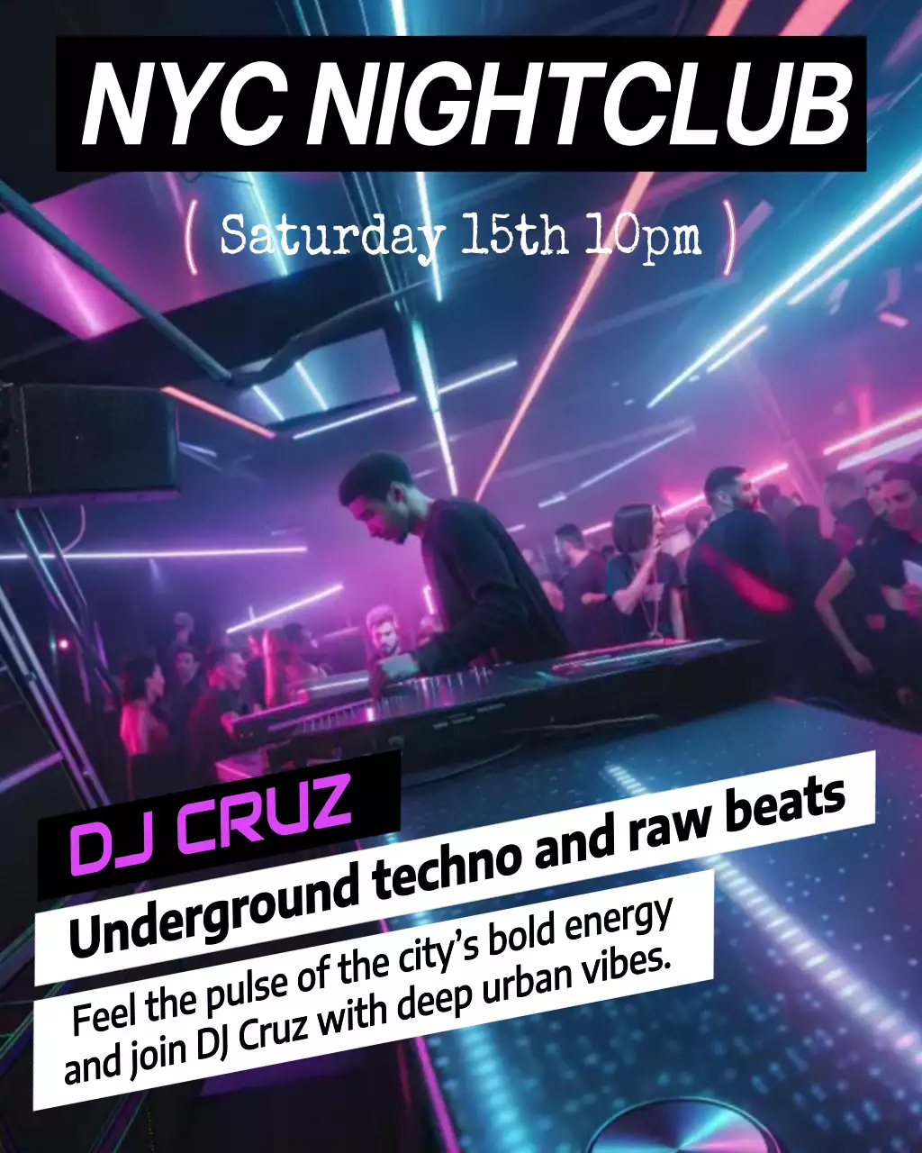 Neon Urban Nightclub Promotion Instagram Post