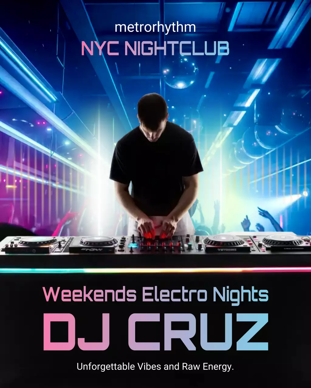 Blue Neon Modern Nightclub Promotion Instagram Post