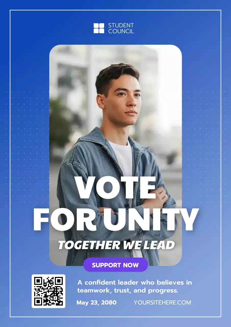 Blue Modern Student Election Promotion Poster