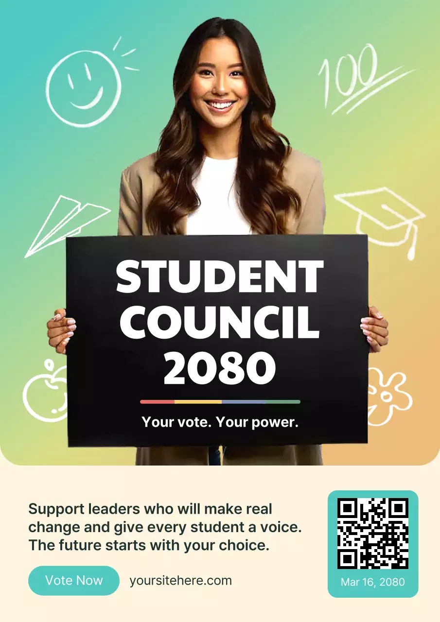 Rainbow Modern Student Council Announcement Poster