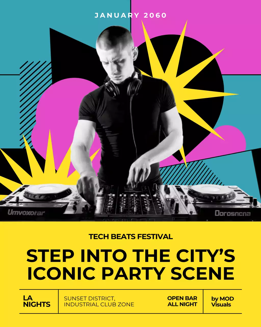 Colourful Retro Party Promotion Instagram Post