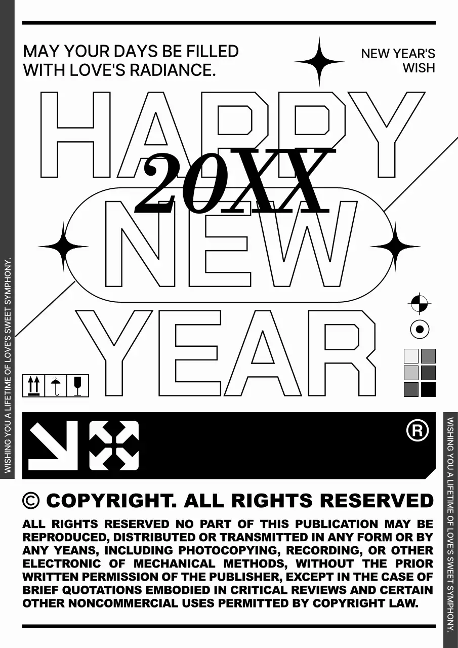 Black Modern New Year's Invitation Poster