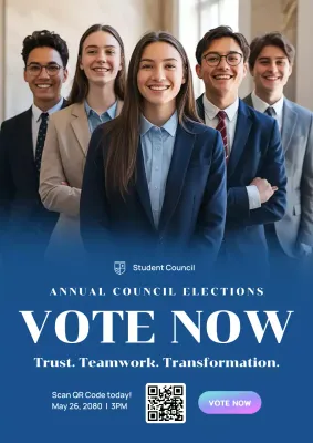 Blue Modern Student Elections Announcement Poster