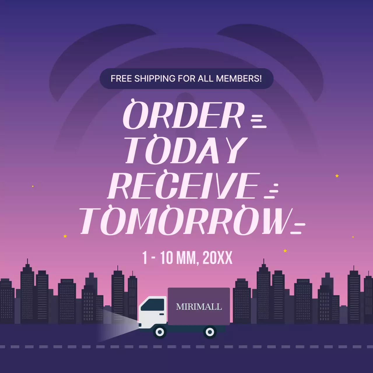 Purple Modern Shipping Promotion Social Media Post