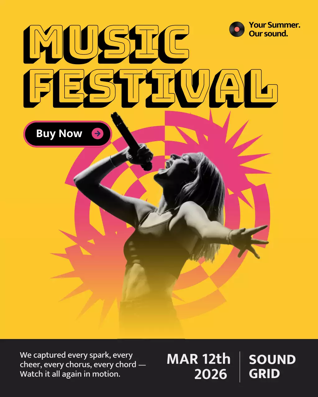 Yellow Retro Music Promotion Instagram Post