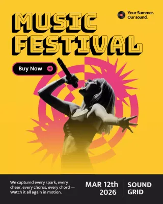 Yellow Retro Music Promotion Instagram Post