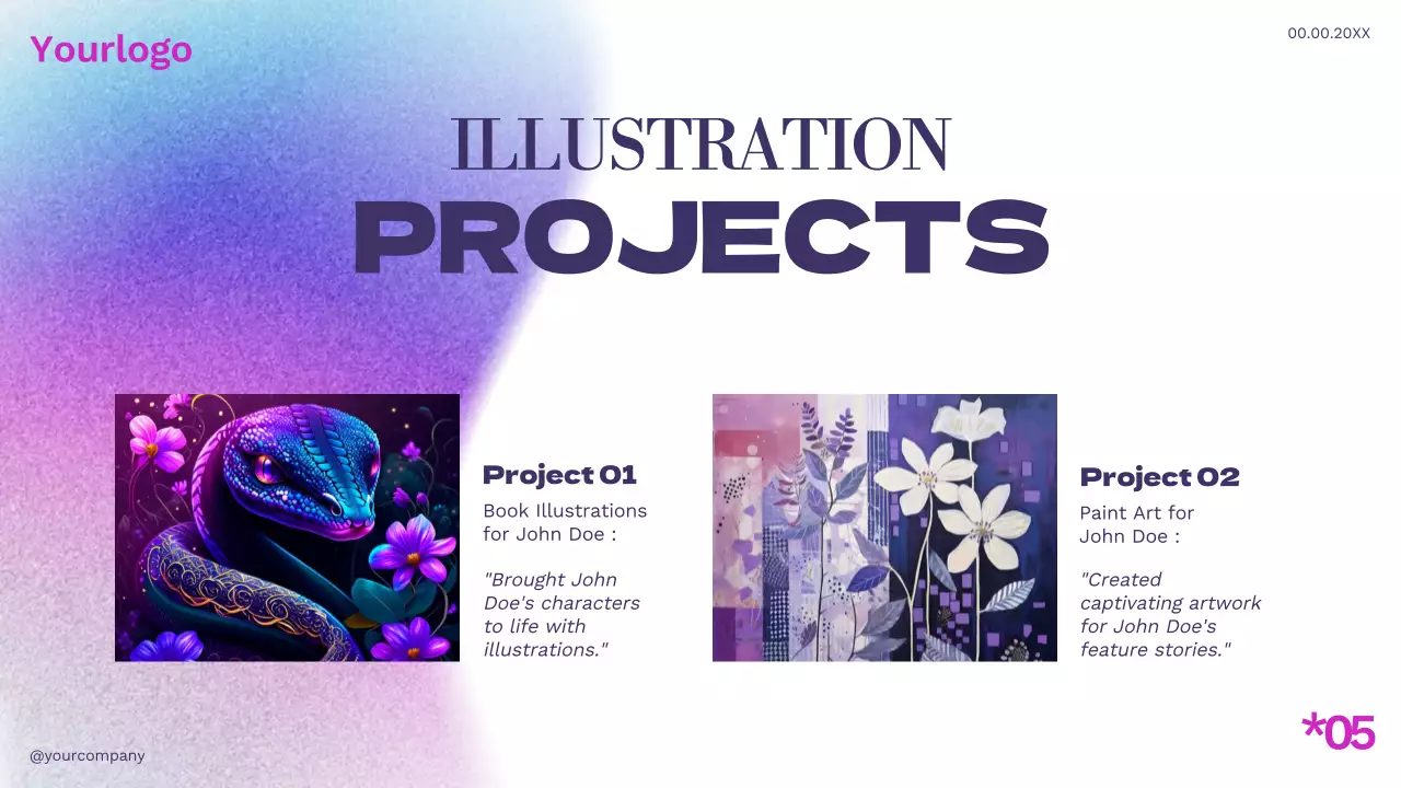 White Purple Blue Simple Modern Profile Creative Portfolio Introduction
