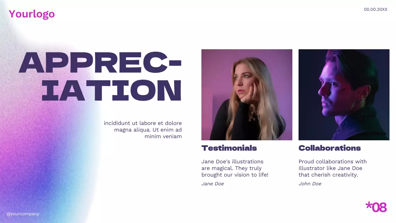 White Purple Blue Simple Modern Profile Creative Portfolio Introduction